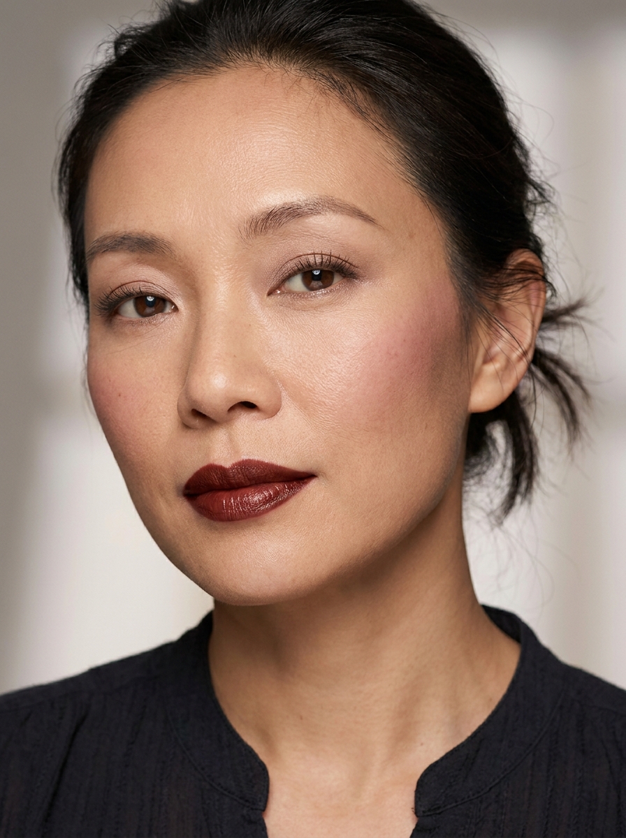 Oxblood Lip & Neutral Eyes als Herbst Makeup Looks Inspiration 2026
